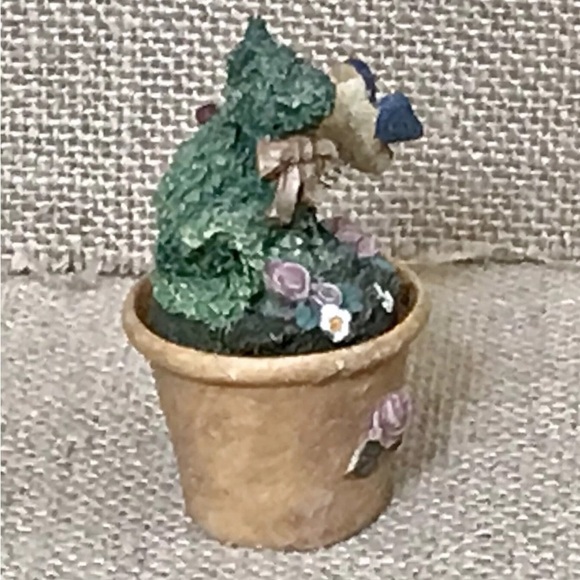 Cat Topiary with Bobble Bluebird Flower Pot Figurine Whimsical Fun Goblin Core - Picture 4 of 7